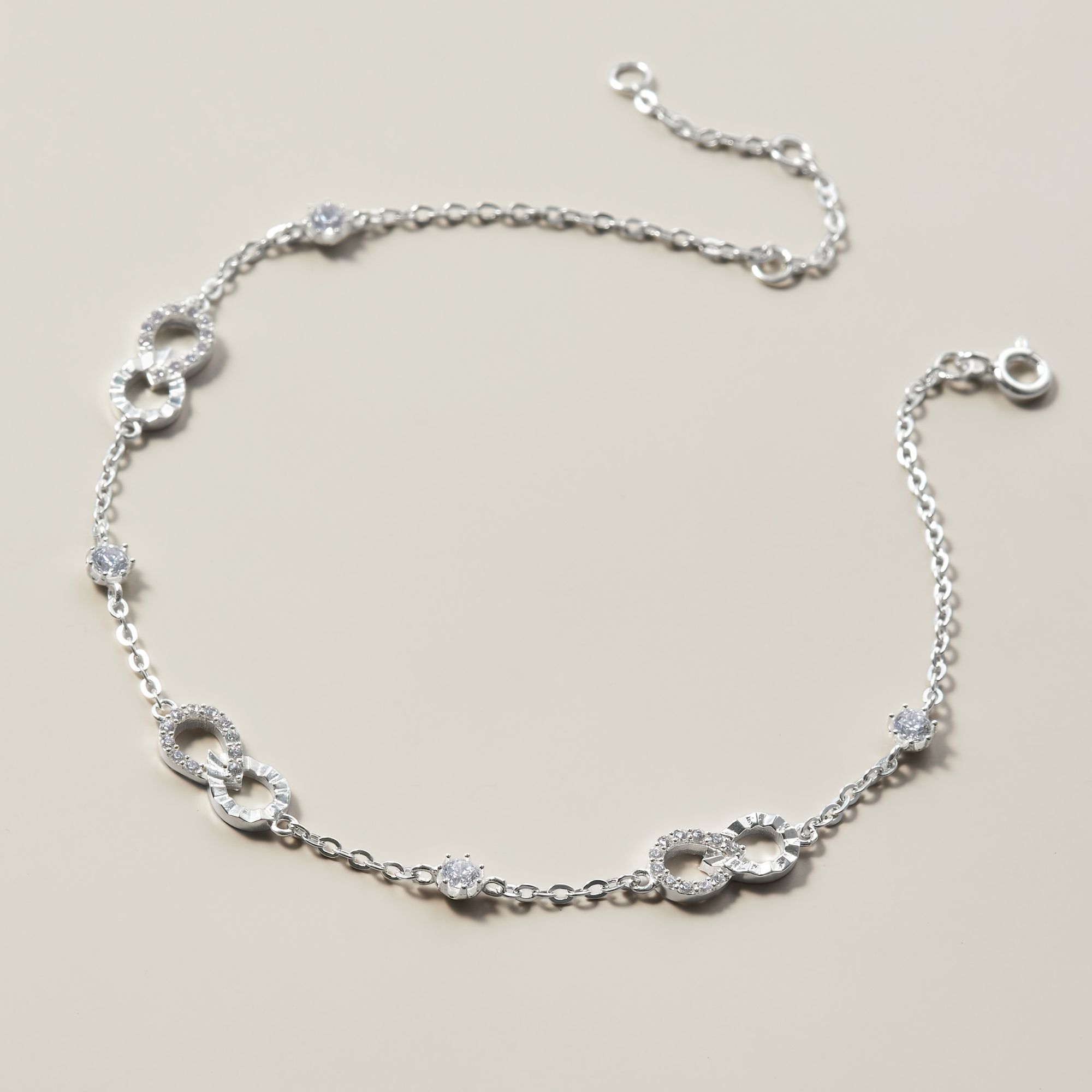 Quà Tặng 8/3 Lắc Chân Bạc 925 Tình Yêu Vô Cực Đính Đá Bond Anklet - VGA02