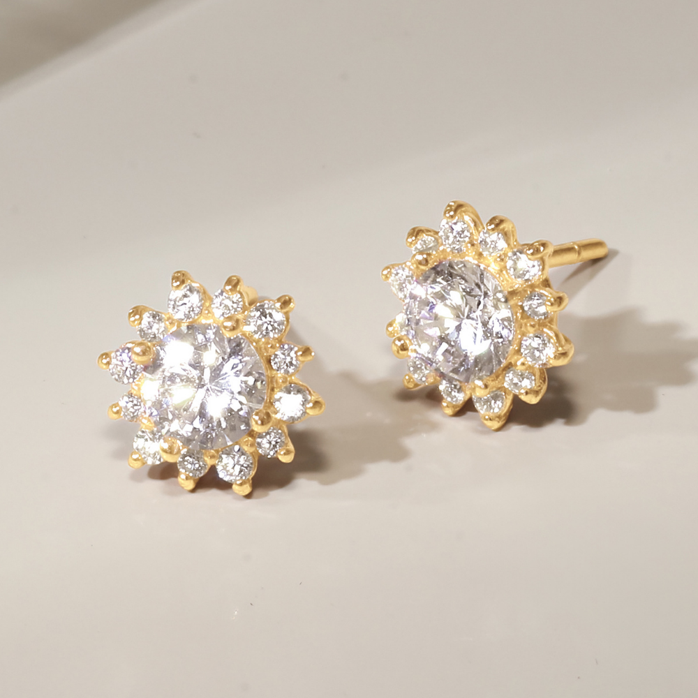 (1 cái) Khuyên Tai Stud Bạc 925 Mặt Bông Tuyết Đính Đá Lấp Lánh Snowy Stud - VGE10-L