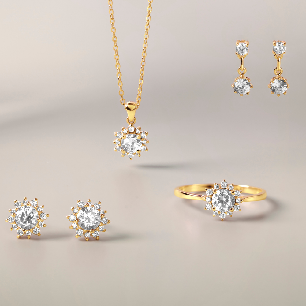 Khuyên Tai Stud Bạc 925 Mặt Bông Tuyết Đính Đá Lấp Lánh Snowy Stud - VGE10