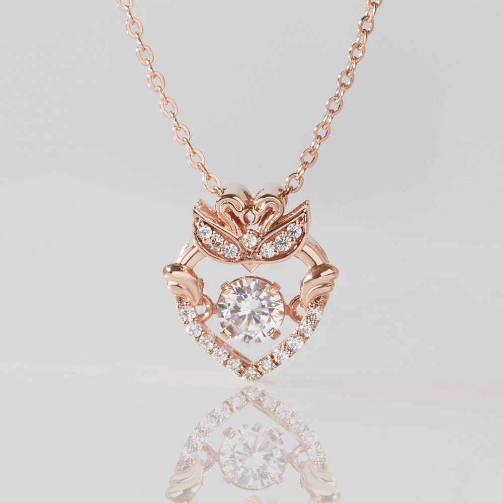 Quà Tặng 8/3 Dây Chuyền Bạc 925 Trái Tim Đôi Thiên Nga Đá Nhảy Lấp Lánh Pretty Swan - VGN10