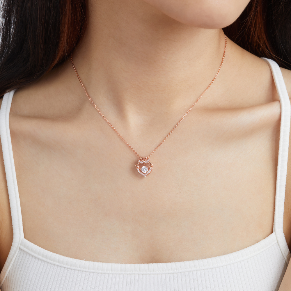 Dây Chuyền Bạc 925 Trái Tim Đôi Thiên Nga Đá Nhảy Lấp Lánh Pretty Swan - VGN10