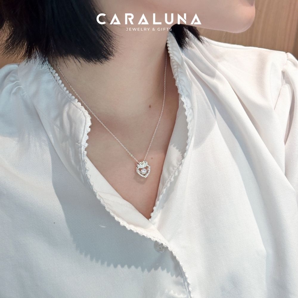 Quà Tặng 8/3 Dây Chuyền Bạc 925 Trái Tim Đôi Thiên Nga Đá Nhảy Lấp Lánh Pretty Swan - VGN10