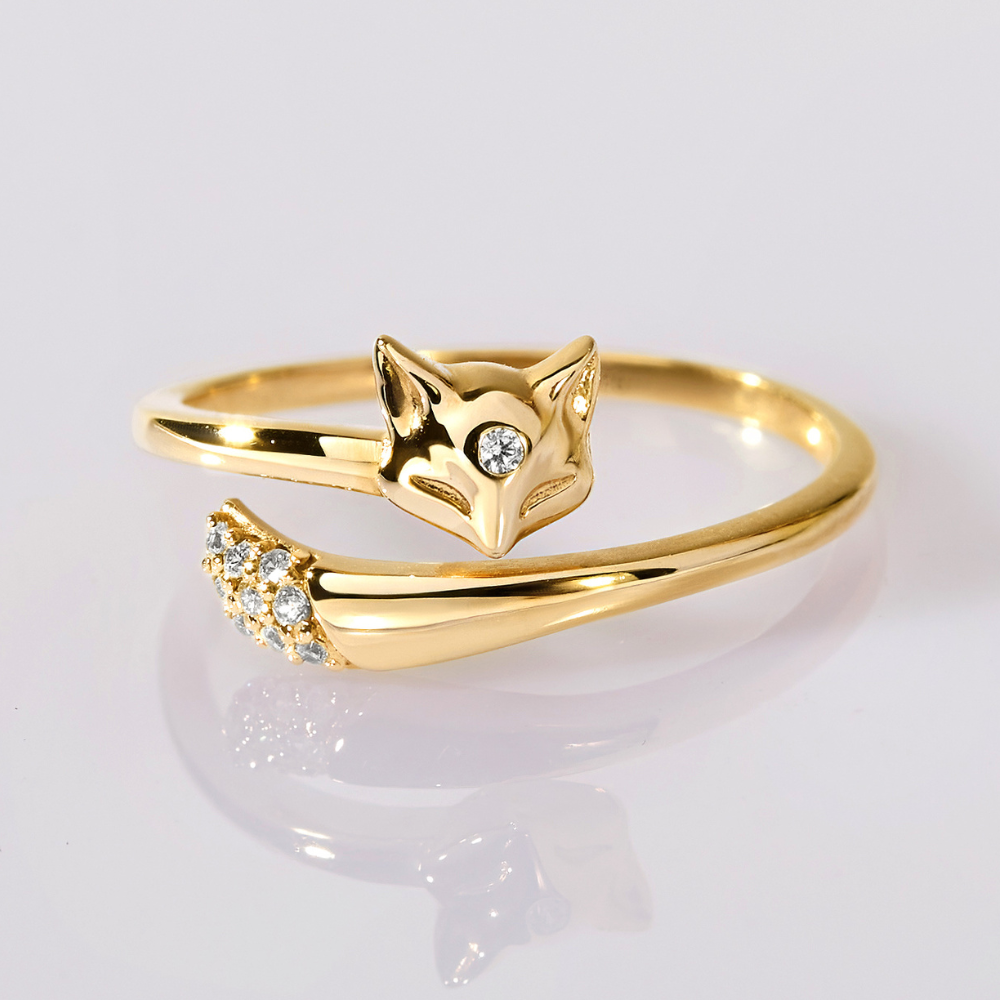 Nhẫn Hở Freesize Bạc 925 Mặt Hồ Ly Đính Đá Fox Ring - VGR16