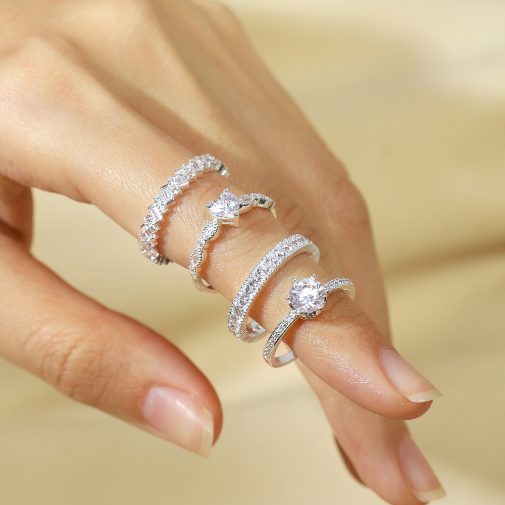 Quà Tặng 8/3 Nhẫn Freesize Bạc 925 Đá Trái Tim Công Chúa Heart Princess Ring - VGR13-1