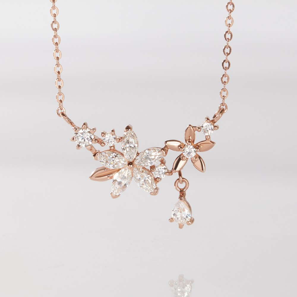 Vòng Cổ Bạc 925 Chùm Hoa Đính Đá Lấp Lánh Blossom Flower - VGN17
