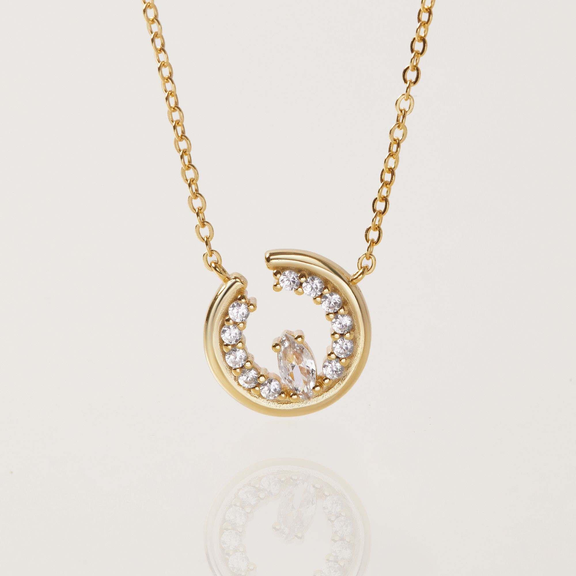 Vòng Cổ Bạc 925 Mặt Tròn Đính Đá Chủ Hạt Thóc Lấp Lánh - VCN502