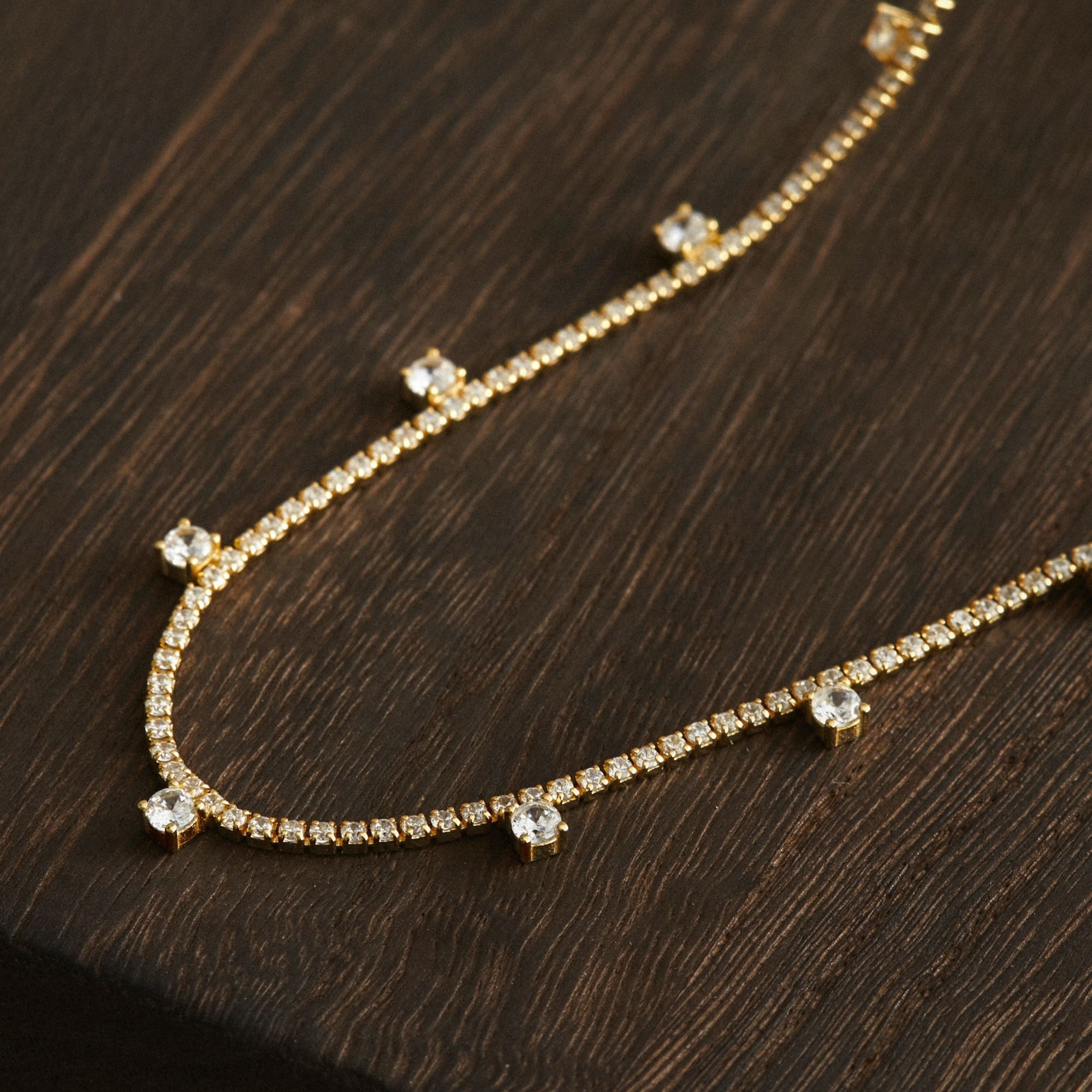 Vòng Cổ Choker Bạc 925 Tassel Đá Lấp Lánh - VCN505
