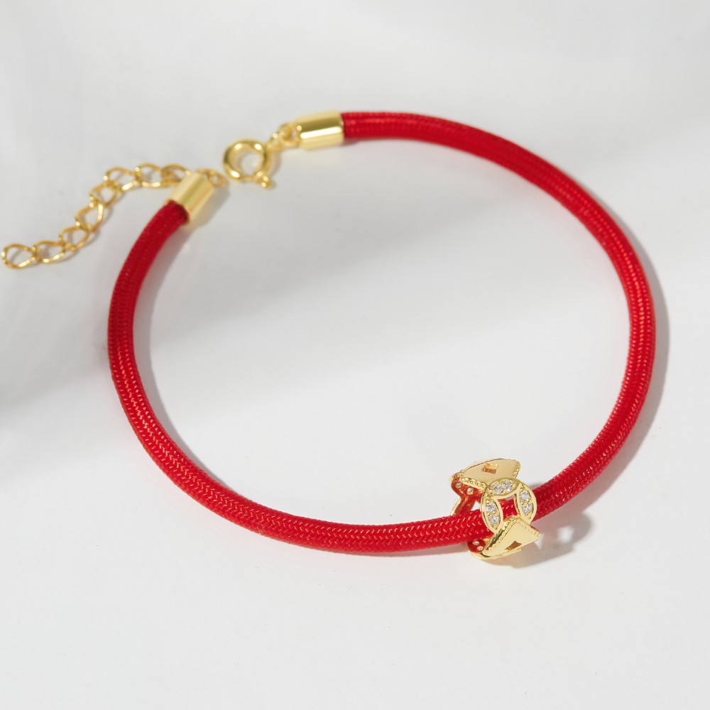 Vòng Tay Bạc 925 Charm Kim Tiền Mạ Vàng 18K - VCB10