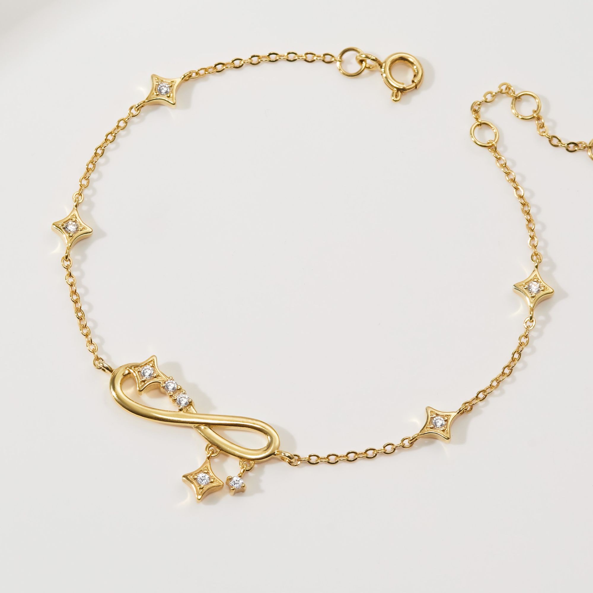 Vòng Tay Bạc 925 Hình Vô Cực Đính Đá Treo Infinity Bracelet - VYB72