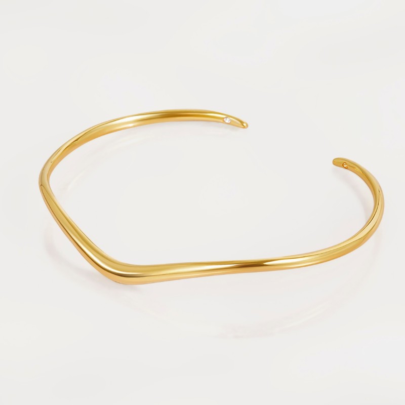 Vòng Tay Cứng Bạc 925 Cuff Twist Trơn Lượn Sóng Wave - VSB07