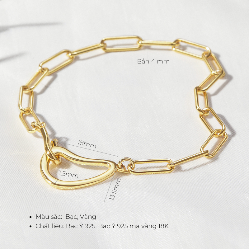Lắc Tay Bạc 925 Xích Chữ Nhật Sophia - VSB01