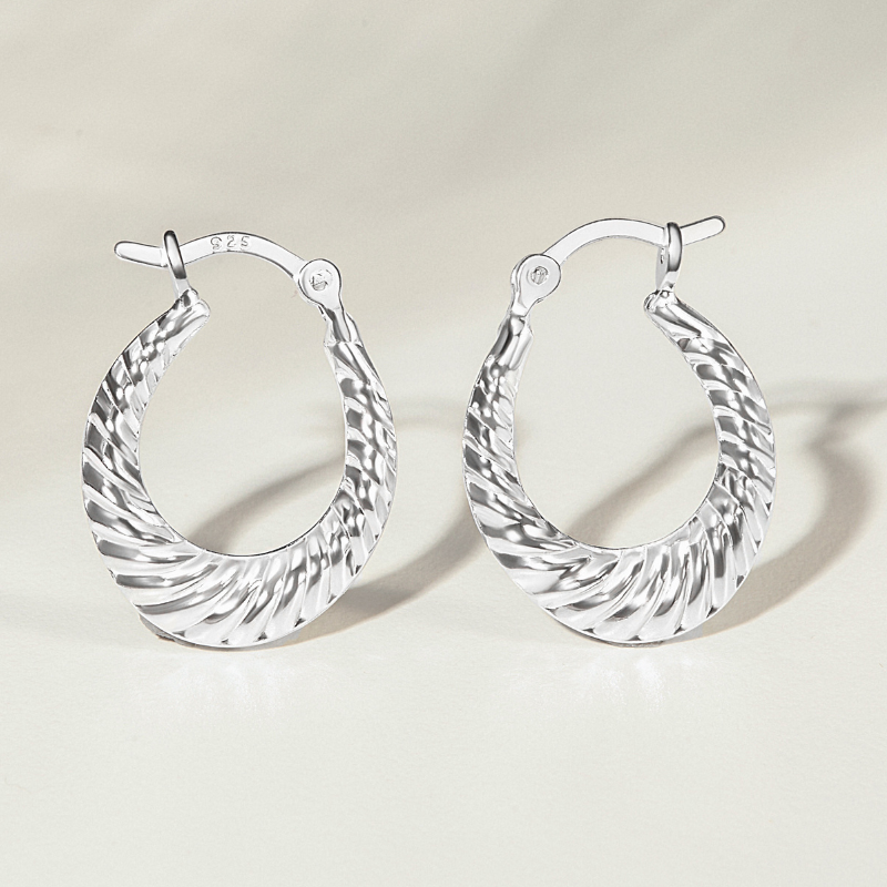 Hoa Tai Bạc 925 Dáng Hoop Xoắn Lớn Puff Twist - VSE502