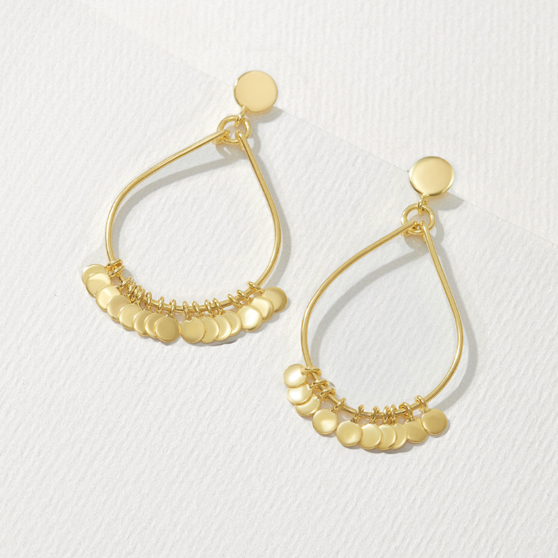 Hoa Tai Bạc 925 Dáng Treo Giọt Nước Đính Charm Tròn Nhỏ Teardrop - VSE506