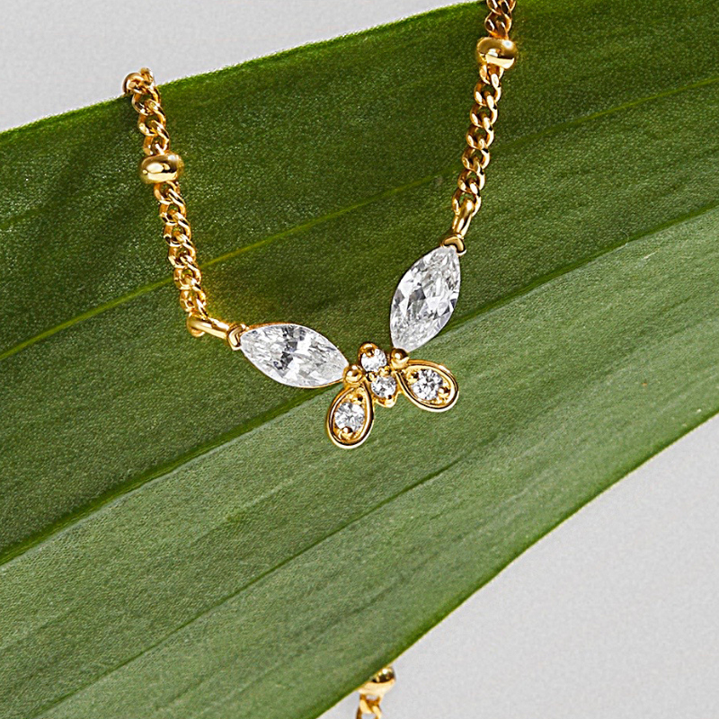 Dây Chuyền Bạc 925 Xích Bi Mặt Bướm Đính Đá Dainty Butterfly - VSN05