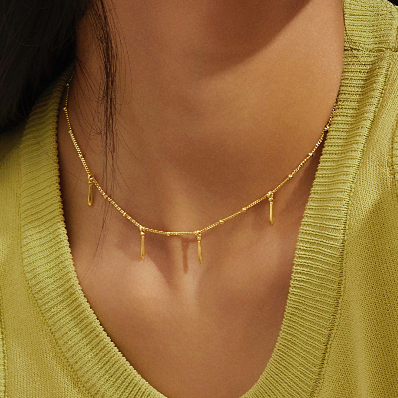 Dây Chuyền Bạc 925 Choker Xích Bi Charm Dài - VSN508