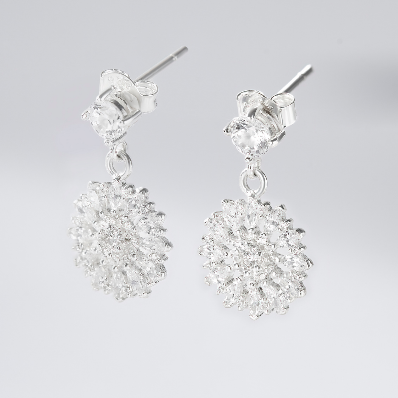 Khuyên Tai Bạc 925 Bông Tuyết Tròn Đính Đá Winter Snow - VUE506