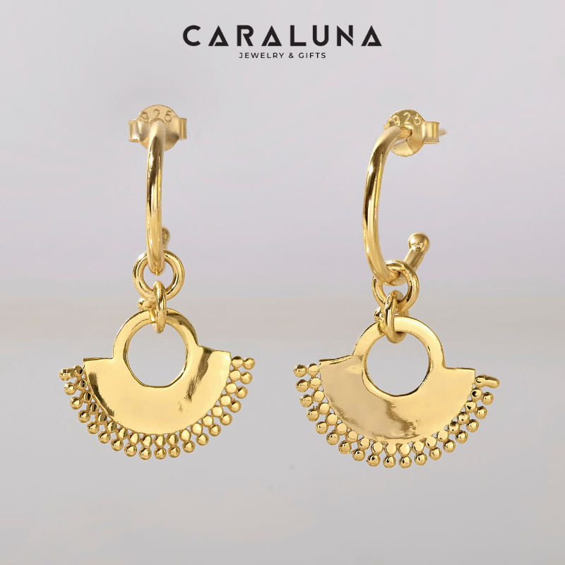 Khuyên Tai Bạc 925 Dáng C-Hoop Drop Hình Bán Quạt - VUE517