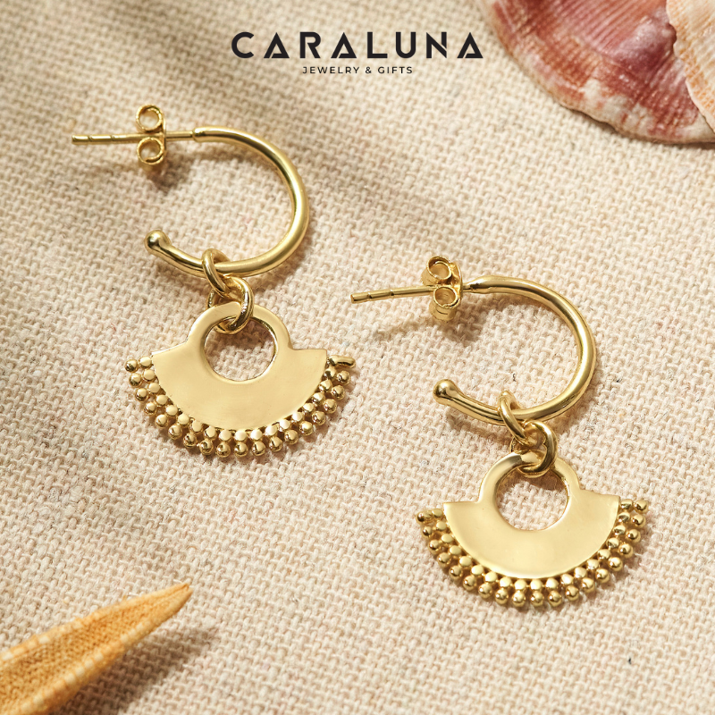 Khuyên Tai Bạc 925 Dáng C-Hoop Drop Hình Bán Quạt - VUE517