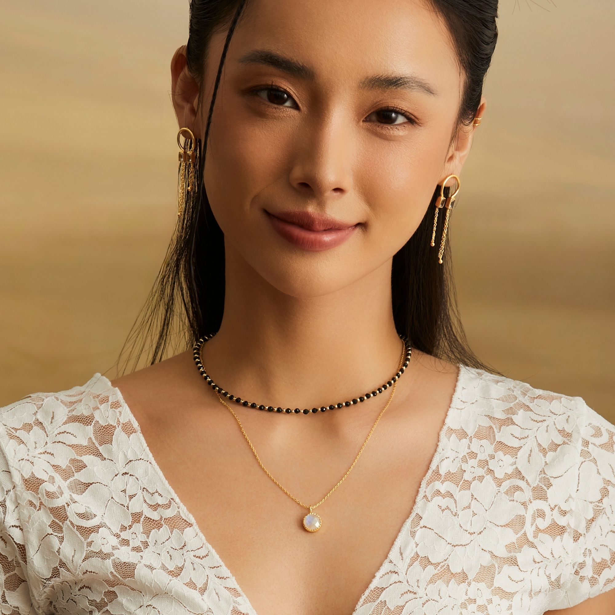 Khuyên Tai Bạc 925 Dáng Treo Đính Đá Crystal Thả Dài - VUE519