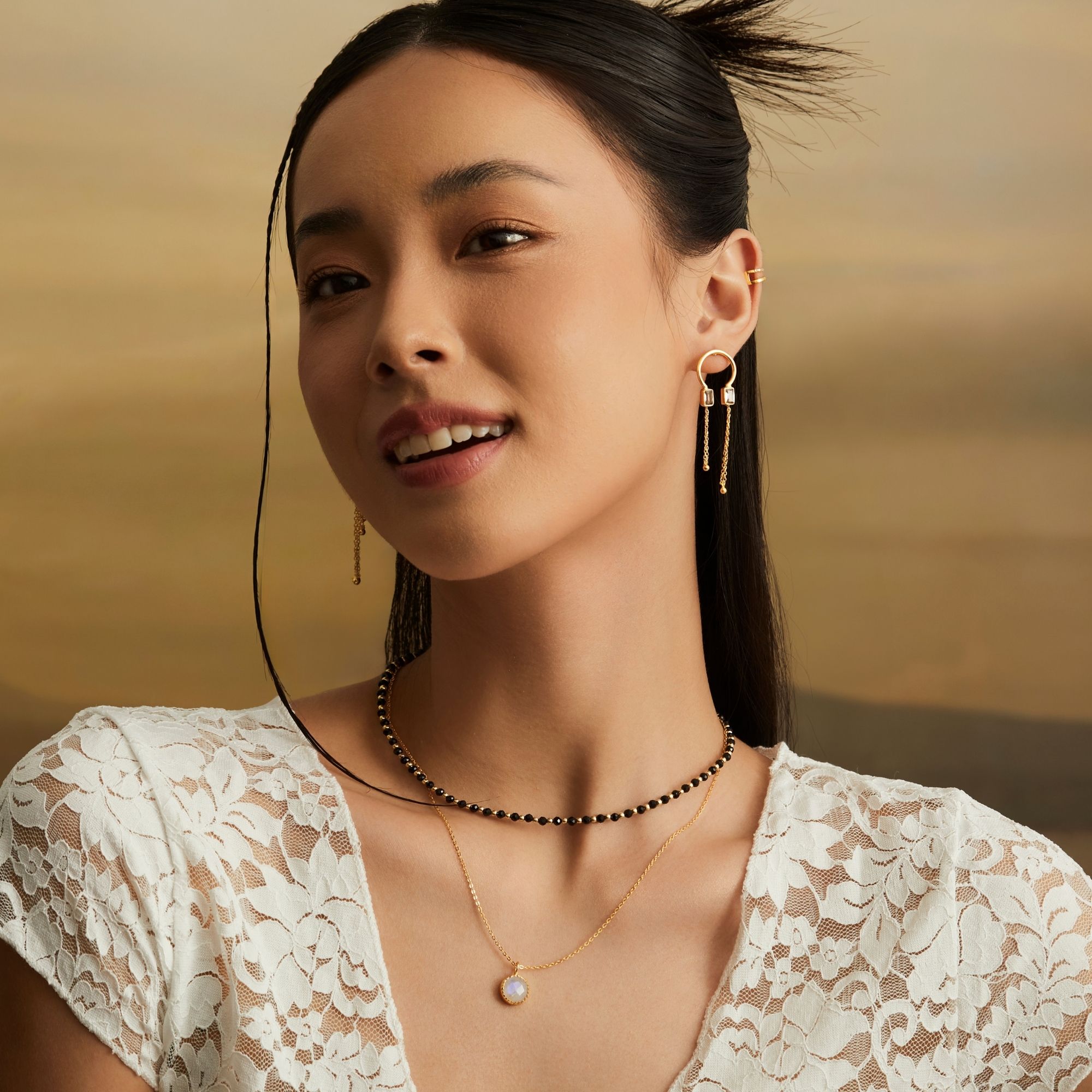 Khuyên Tai Bạc 925 Dáng Treo Đính Đá Crystal Thả Dài - VUE519