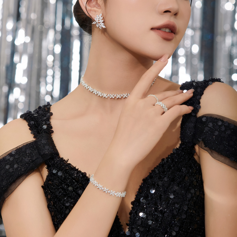 Nhẫn Bạc 925 Đính Đá Full Vòng Đi Tiệc Hình Hoa Flower Party Queen - VUR11