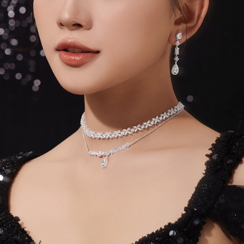 Dây Chuyền Bạc 925 Đính Đá Đi Tiệc Treo Ngẫu Hứng Stone Party Queen - VUN07-1