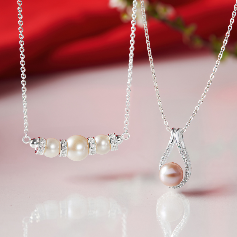 Dây Chuyền Bạc 925 Mặt Ngọc Trai Tự Nhiên Tròn Phối Đá Dáng Giọt Nước Luxury Pearls - VUN504