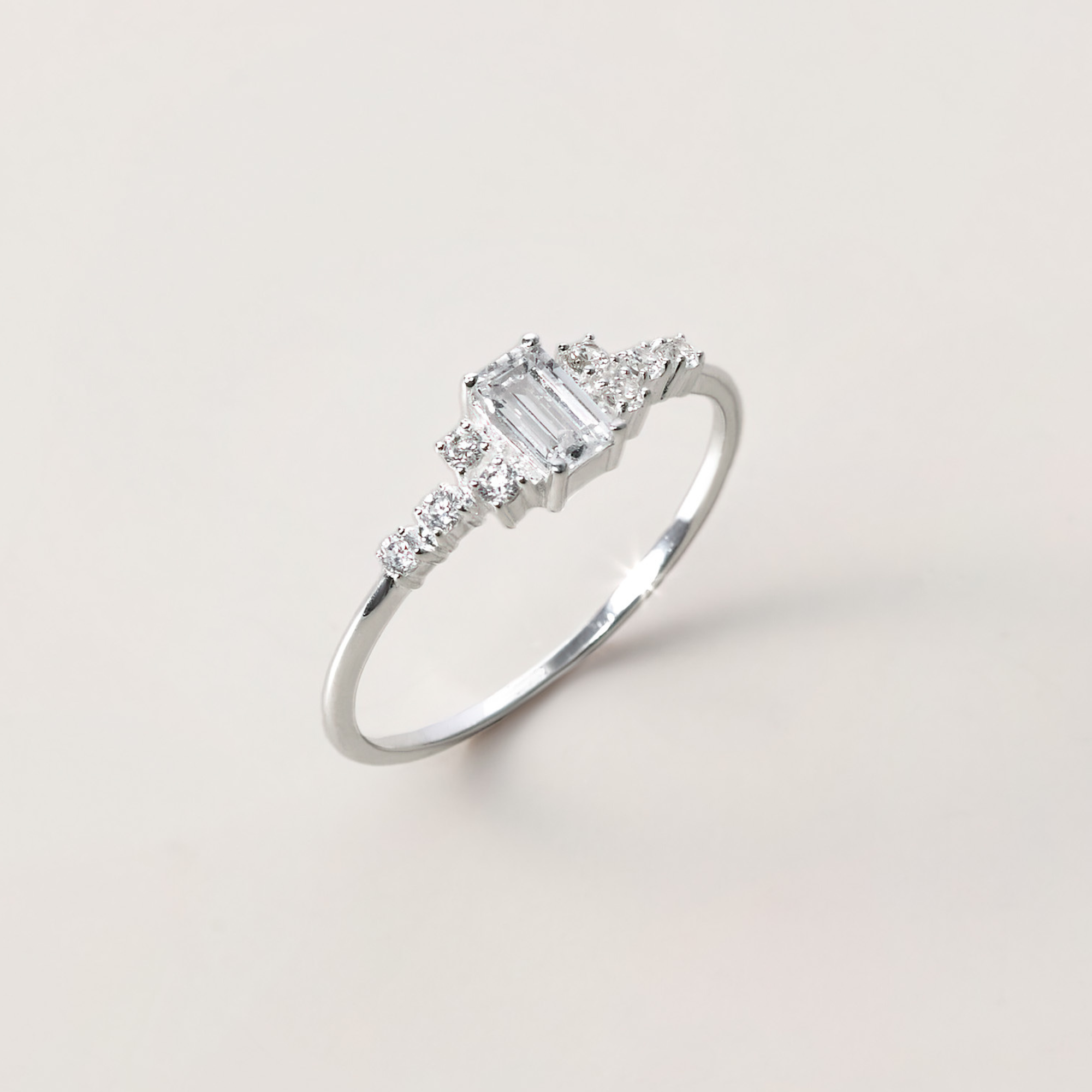 Nhẫn Bạc 925 Đá Chữ Nhật Công Chúa CARA LUNA Emerald Princess Ring - VUR14