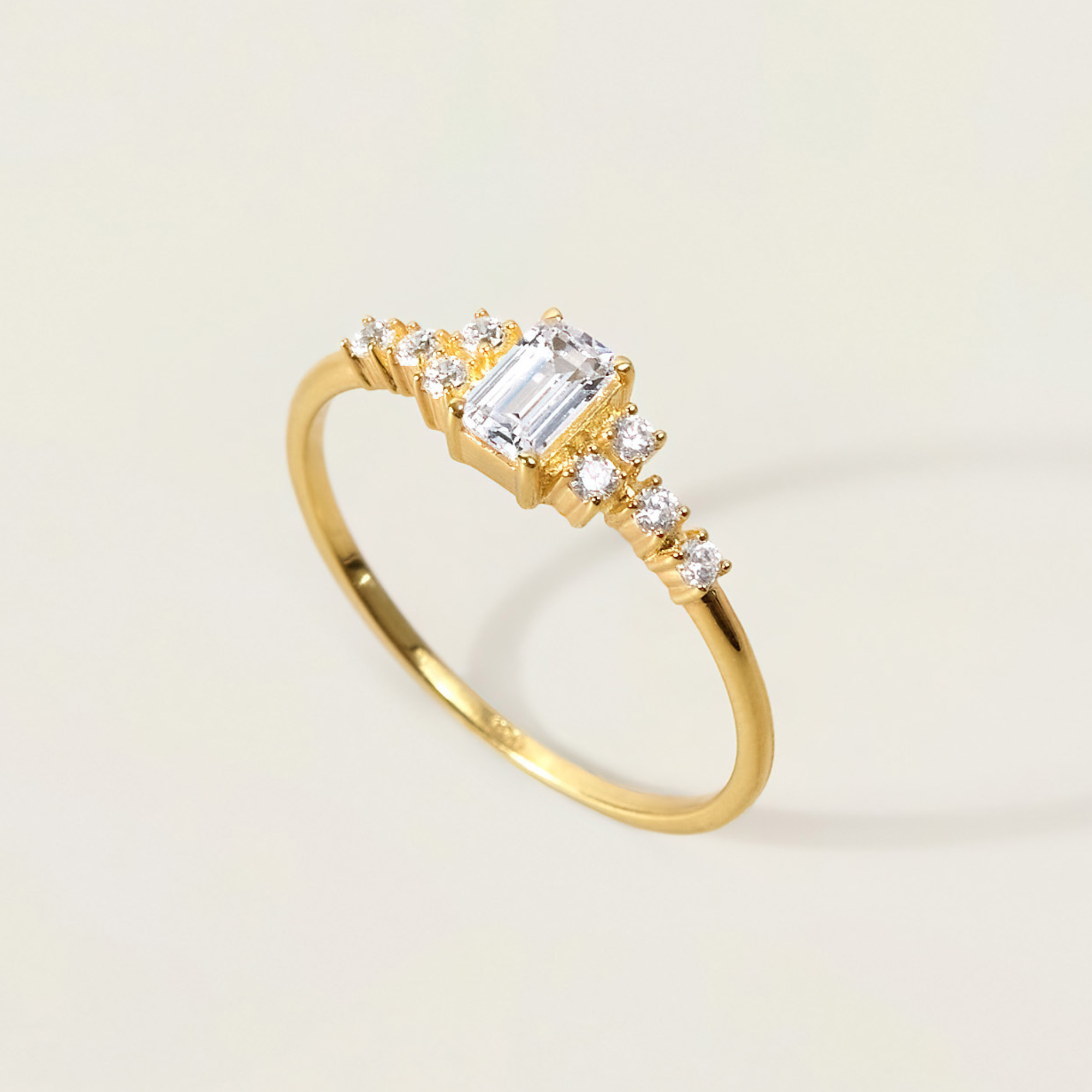 Nhẫn Bạc 925 Đá Chữ Nhật Công Chúa CARA LUNA Emerald Princess Ring - VUR14