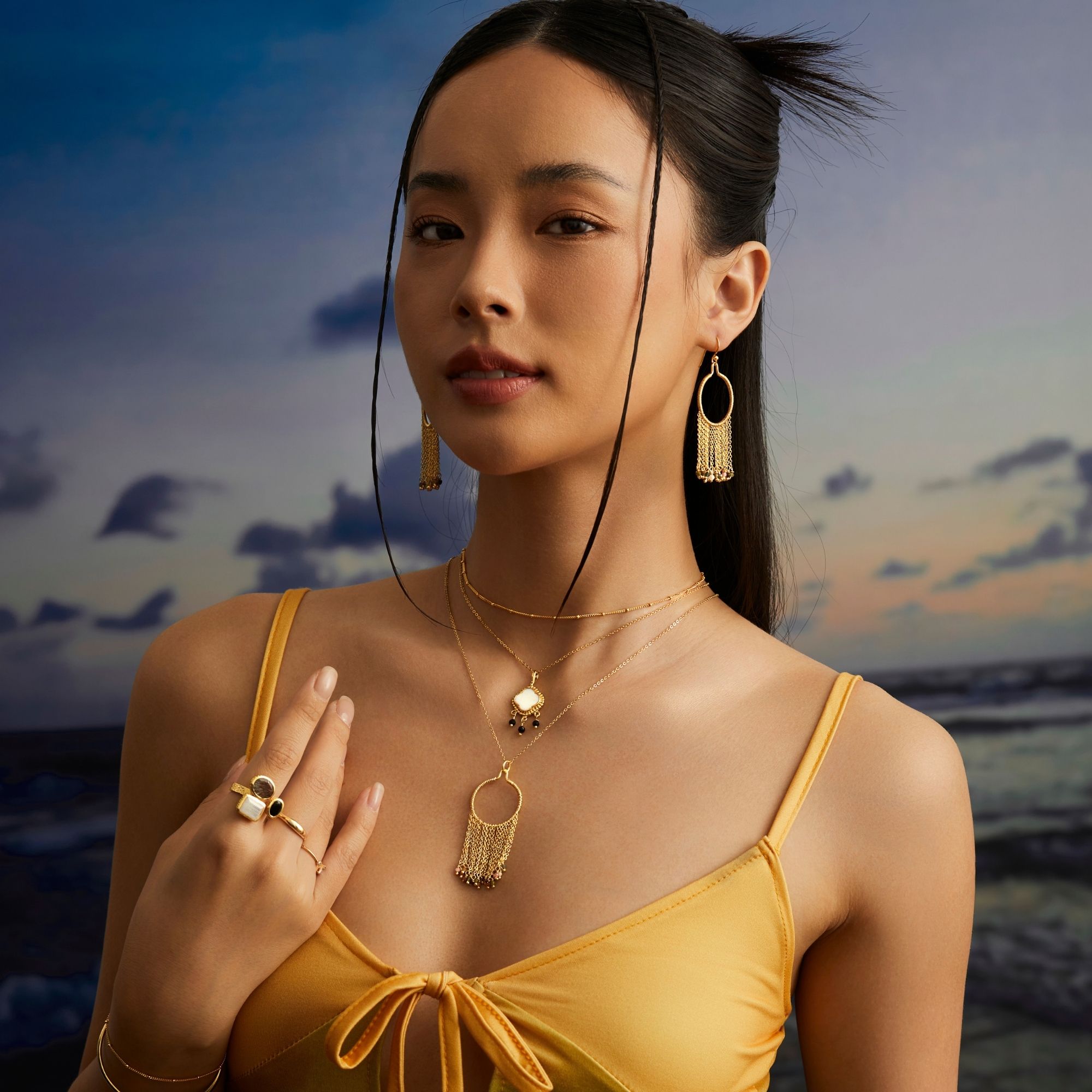 Dây Chuyền Bạc 925 Tua Rua Đính Đá Tourmaline Tự Nhiên - VUN507