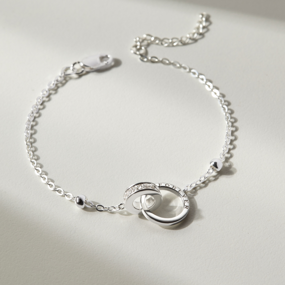 (Một Cặp) Bộ Vòng Tay Đôi Đính Đá Vòng Tròn Lồng Tình Yêu Nam Nữ Eternity Love  - Trang Sức Cặp Đôi Ý Nghĩa - VYB29 & VYB57