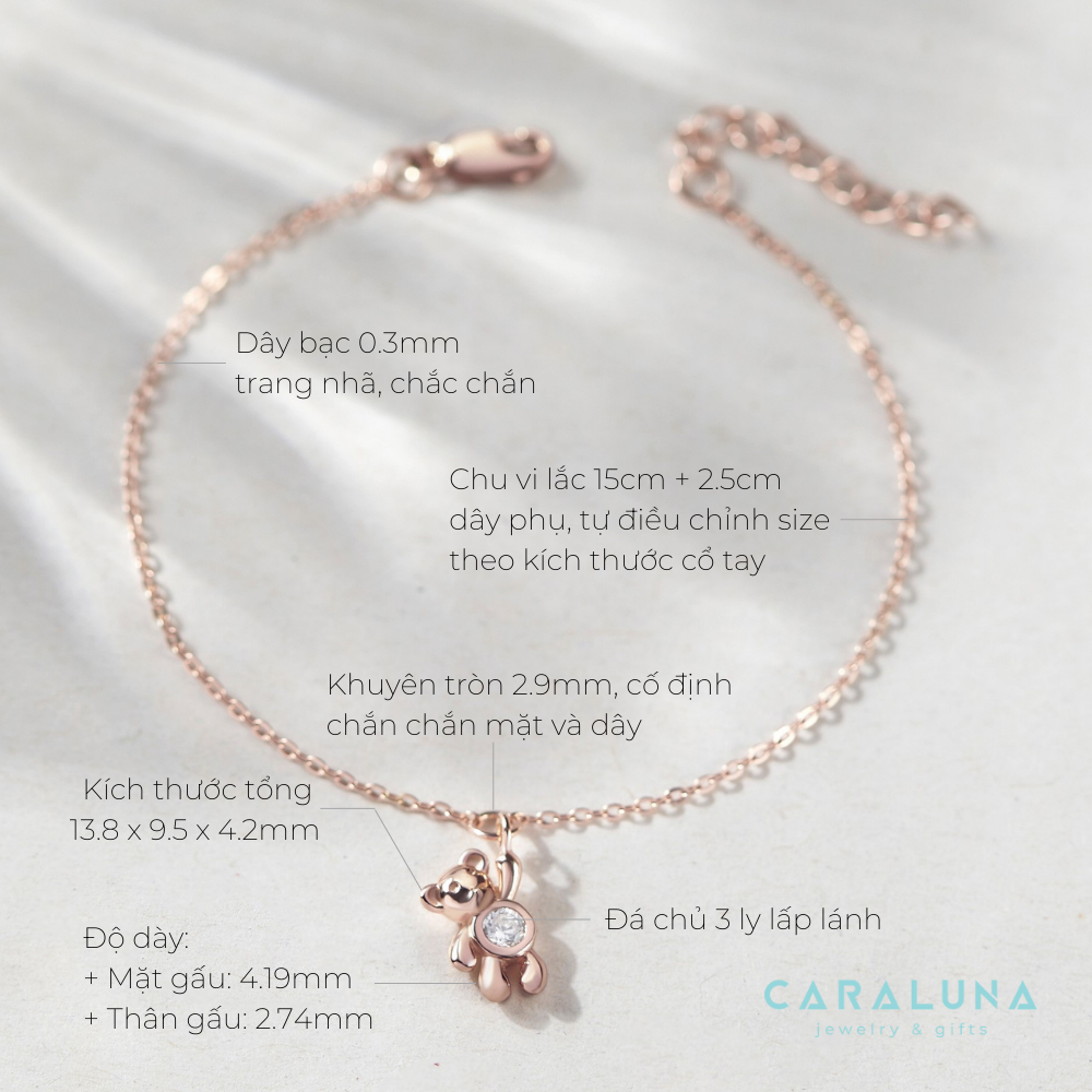 Lắc Tay Bạc 925 Gấu Dễ Thương Đính Đá - Lovely Bear - VYB32