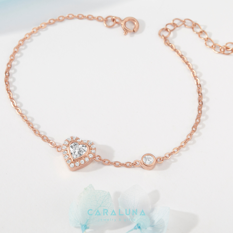 Lắc Tay Bạc 925 Trái Tim Đính Đá Crystal Heart - VYB34
