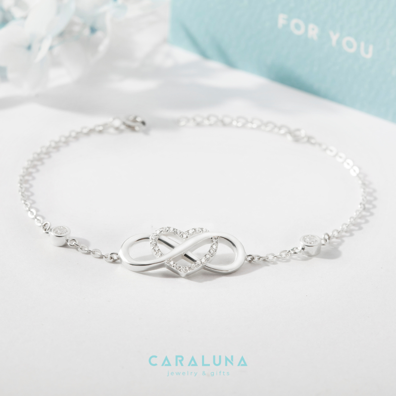 Quà Tặng 8/3 Lắc Tay Bạc 925 Trái Tim Vô Cực Đính Đá Mãi Yêu Infinite Love - VYB37