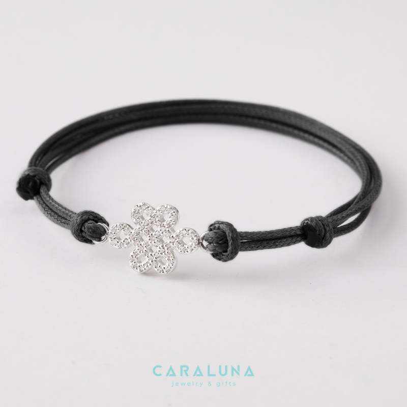 Vòng Tay Bạc 925 Đồng Tâm Kết Dây Da Cho Nam Freesize - VYB39