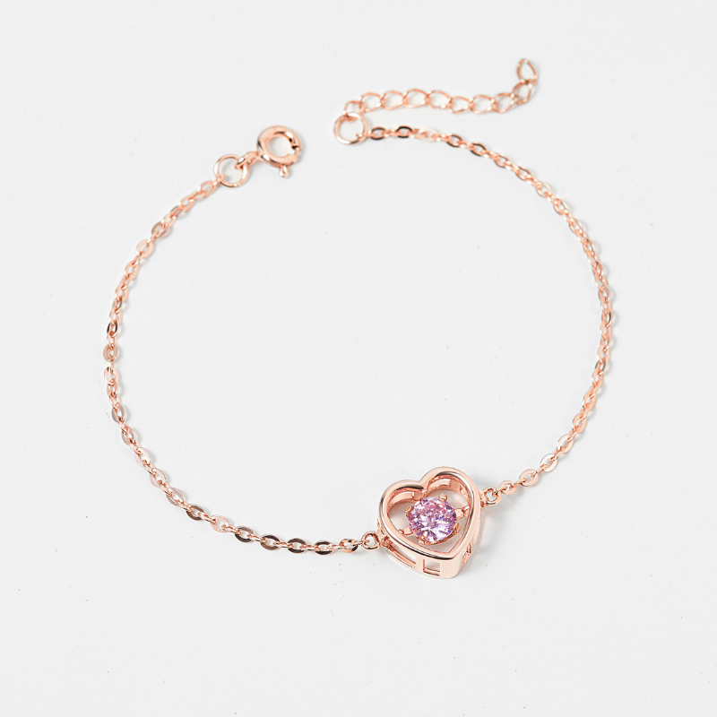 Quà Tặng 8/3 Vòng Tay Bạc 925 Trái Tim Đá Nhảy Bling Heart - VYB56