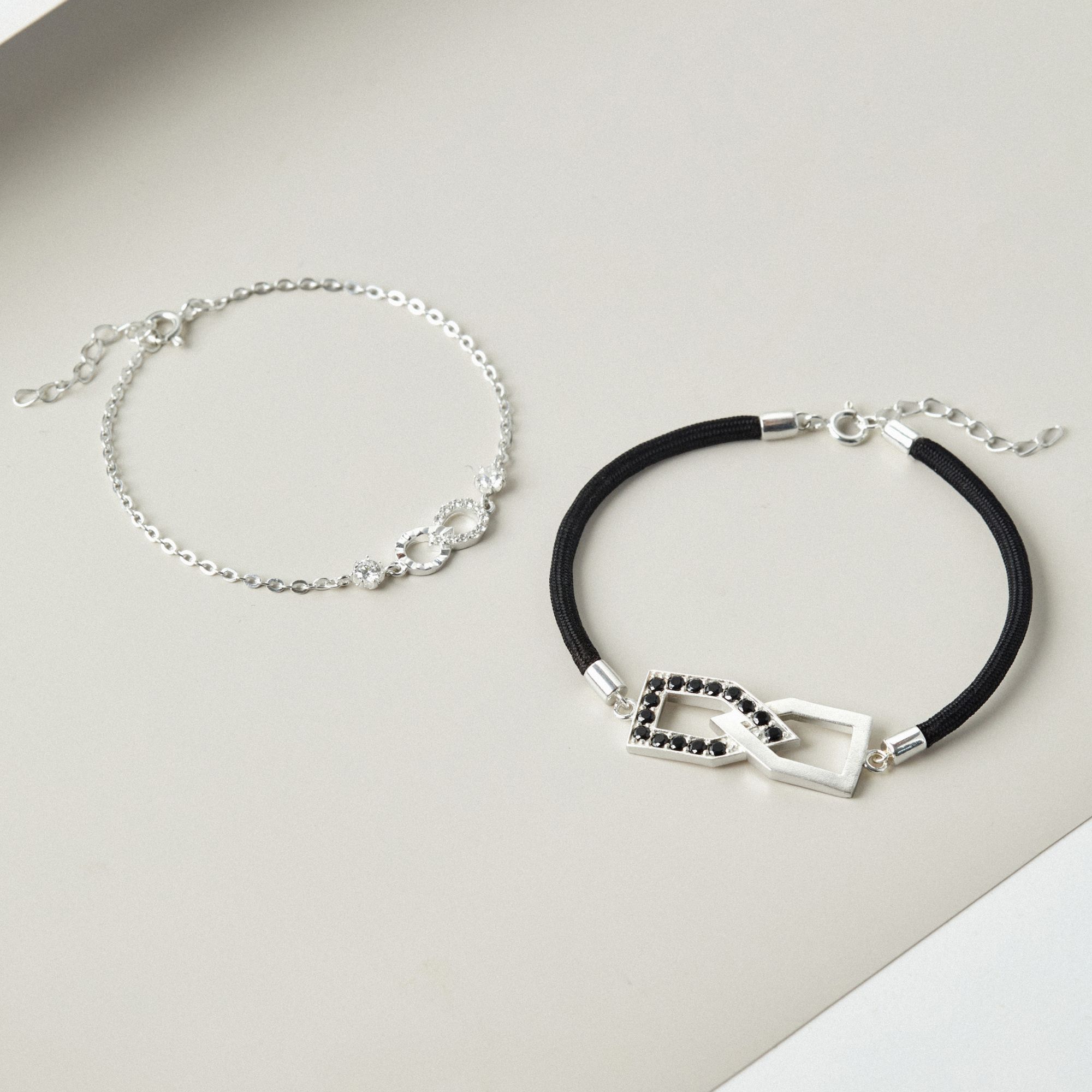 (Một Cặp) Vòng Tay Đôi Bạc 925 Tình Yêu Vô Cực Đính Đá Bond Bracelet - VYB58-VYB59