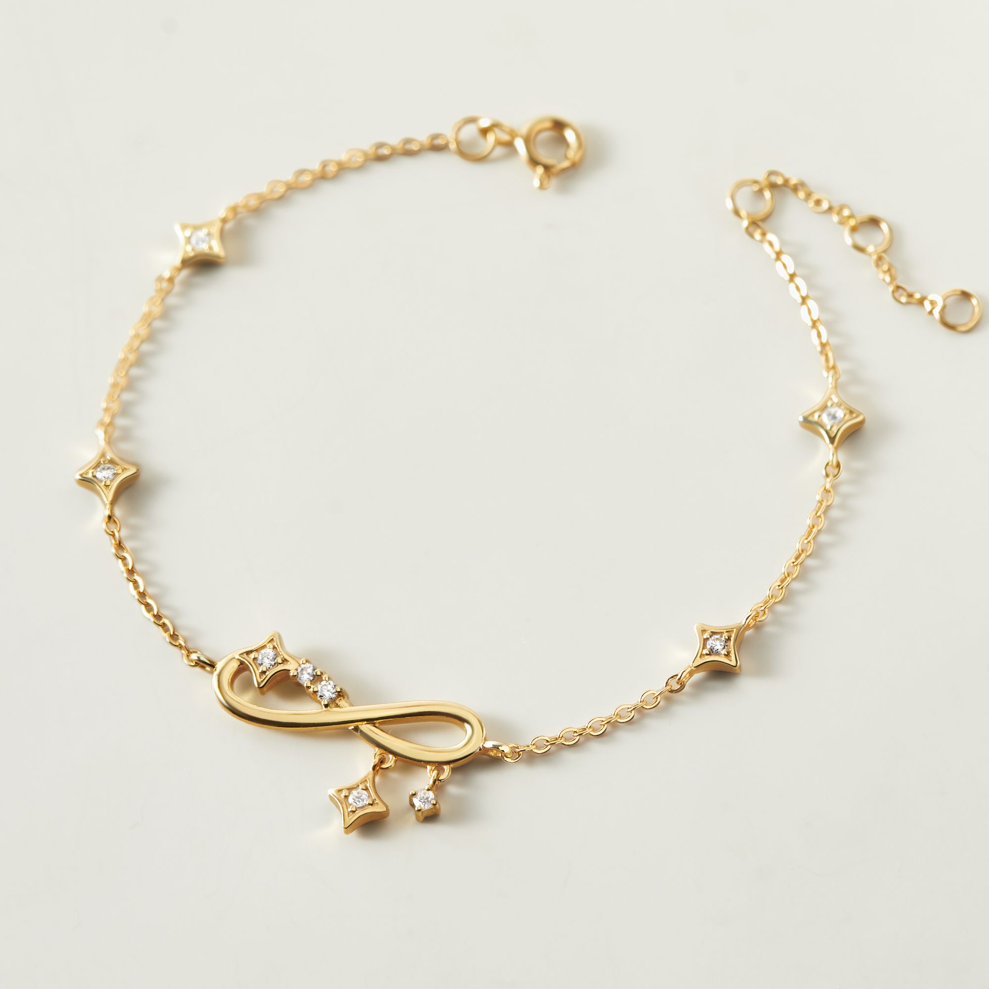 Quà Tặng 8/3 Vòng Tay Bạc 925 Hình Vô Cực Đính Đá Treo Infinity Bracelet - VYB72