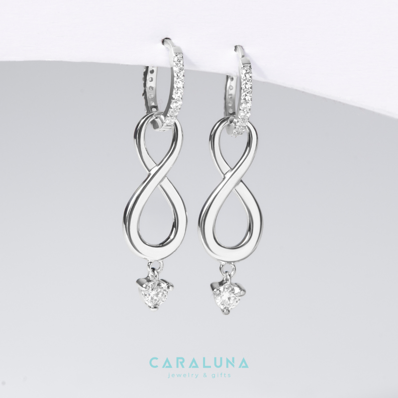 Hoa Tai Bạc 925 Dáng Thả Vô Cực Đính Đá Tình Yêu Vĩnh Cửu - Infinite Love - VYE16