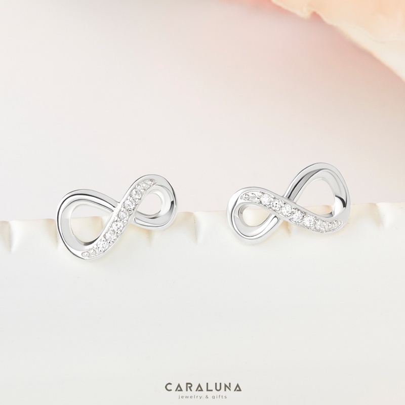 (1 cái) Bông Tai Bạc 925 Nụ Vô Cực Đính Đá Mãi Yêu Infinite Love-VYE32-L