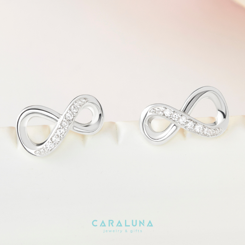 Bông Tai Bạc 925 Nụ Vô Cực Đính Đá Mãi Yêu - Infinite Love - VYE32