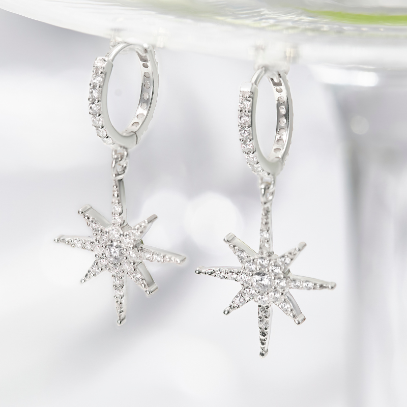 Hoa Tai Bạc 925 Dáng Thả Sao Đính Đá Date Night - Aphrodite - VYE39