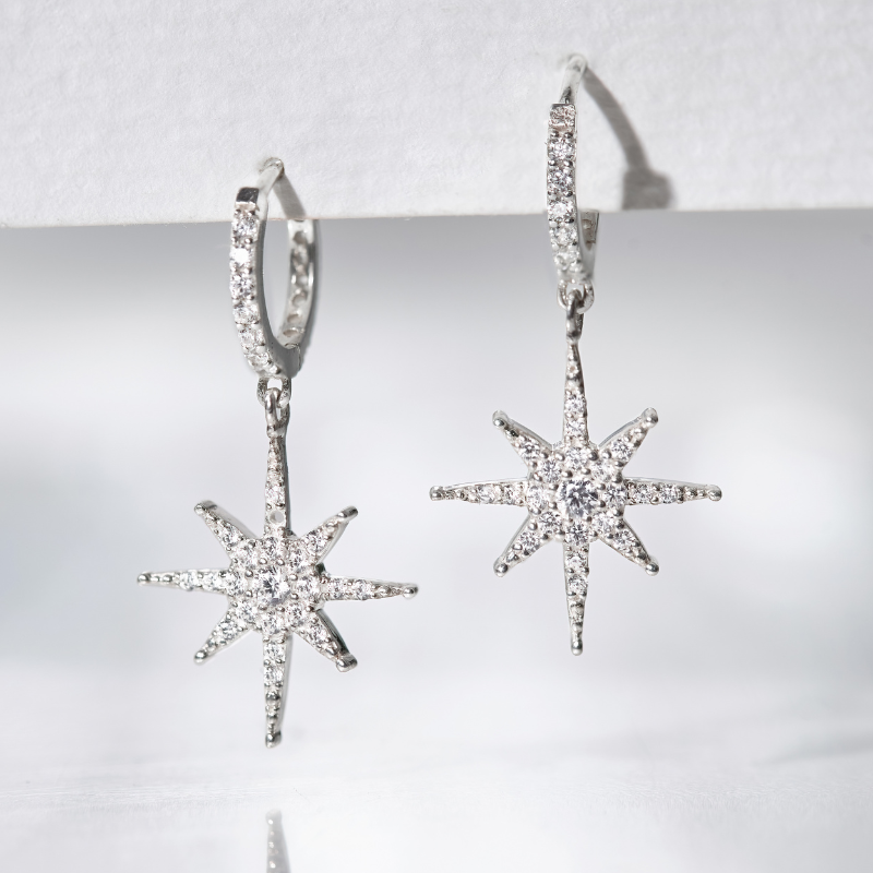 Hoa Tai Bạc 925 Dáng Thả Sao Đính Đá Date Night - Aphrodite - VYE39