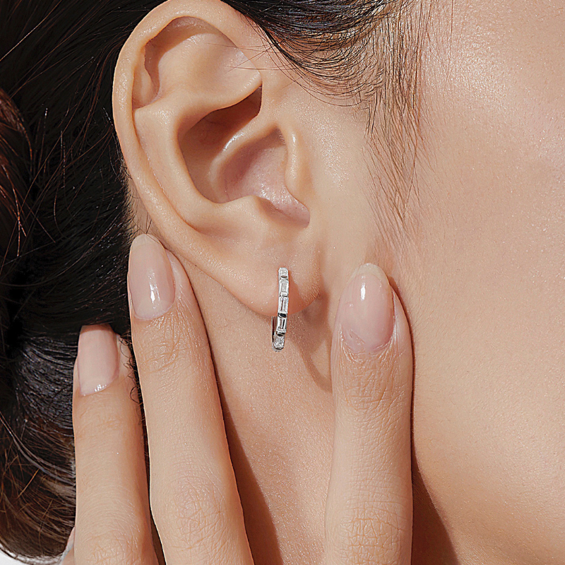 (1 cái) Hoa Tai Bạc 925 Đính Đá Classic - Hoop Earrings - Timeless - VYE503-L