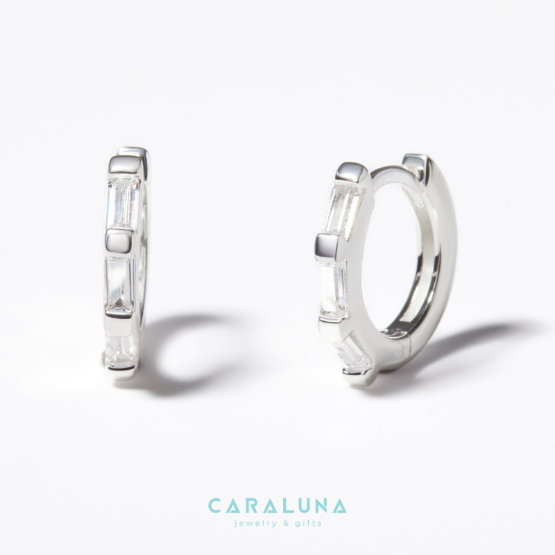 (1 cái) Hoa Tai Bạc 925 Đính Đá Classic - Small Hoop - Timeless - VYE504-L