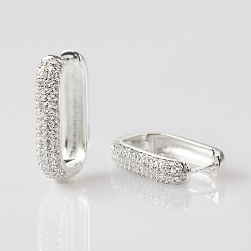 Hoa Tai Bạc 925 Đính Full Đá (Bold) - Hoop Earring - Timeless - VYE507