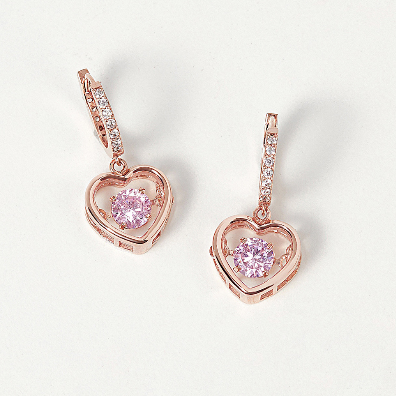 Hoa Tai Bạc 925 Trái Tim Đá Nhảy Bling Heart - VYE51