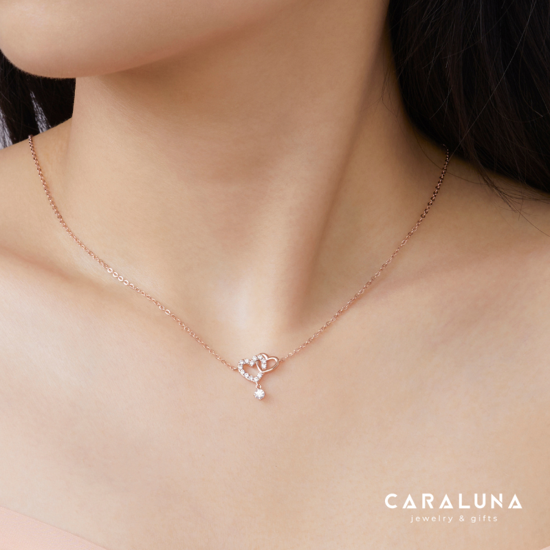 Dây Chuyền Bạc 925 Hai Trái Tim Đính Đá Gắn Kết Heart To Heart - VYN06