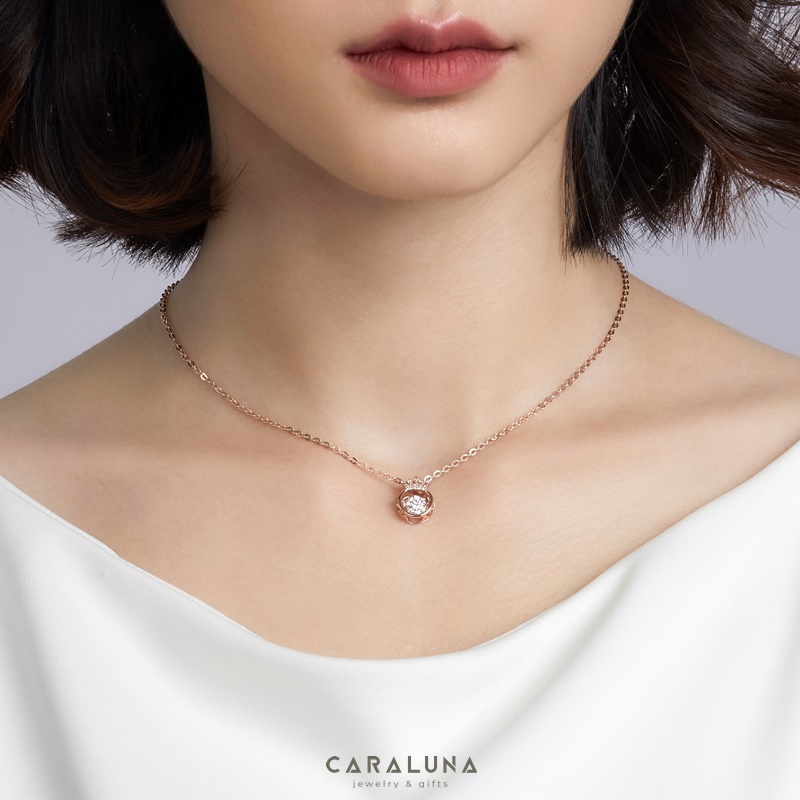 Dây Chuyền Bạc 925 Vương Miện Đá Nhảy Hàn Quốc My Queen - Mặt Tròn Vương Miện - VYN13