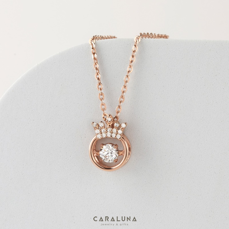 Quà Tặng 8/3 Dây Chuyền Bạc 925 Vương Miện Đá Nhảy Hàn Quốc My Queen - Mặt Tròn Vương Miện - VYN13